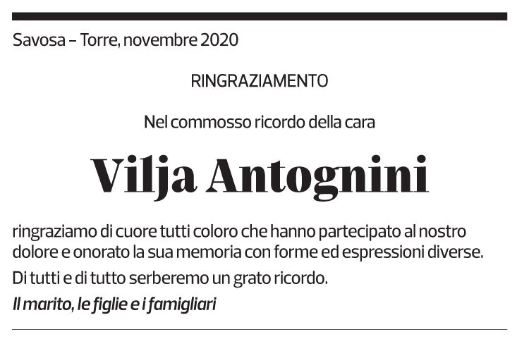 Annuncio funebre Vilja Antognini