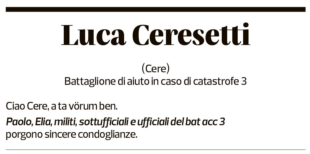 Annuncio funebre Luca Ceresetti