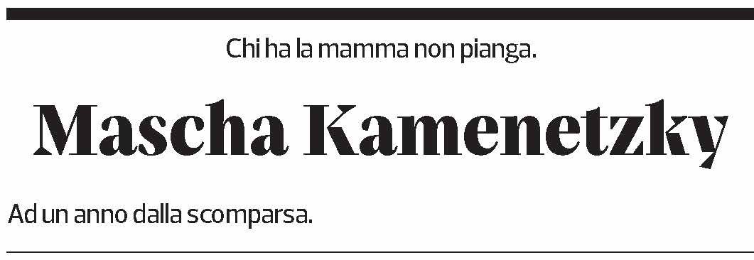 Annuncio funebre Mascha Kamenetzky
