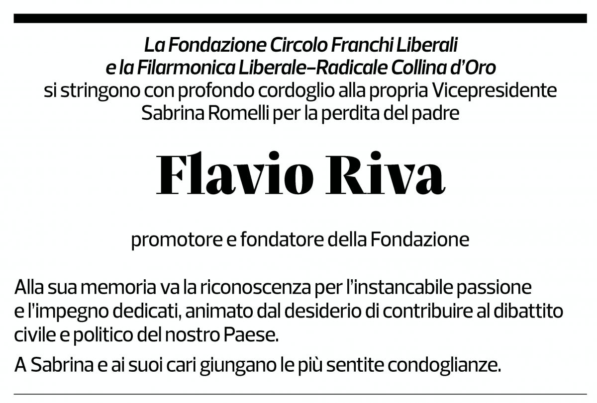 Annuncio funebre Flavio Riva