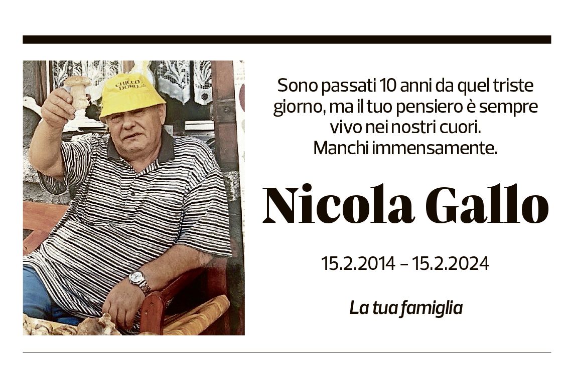 Annuncio funebre Nicola Gallo