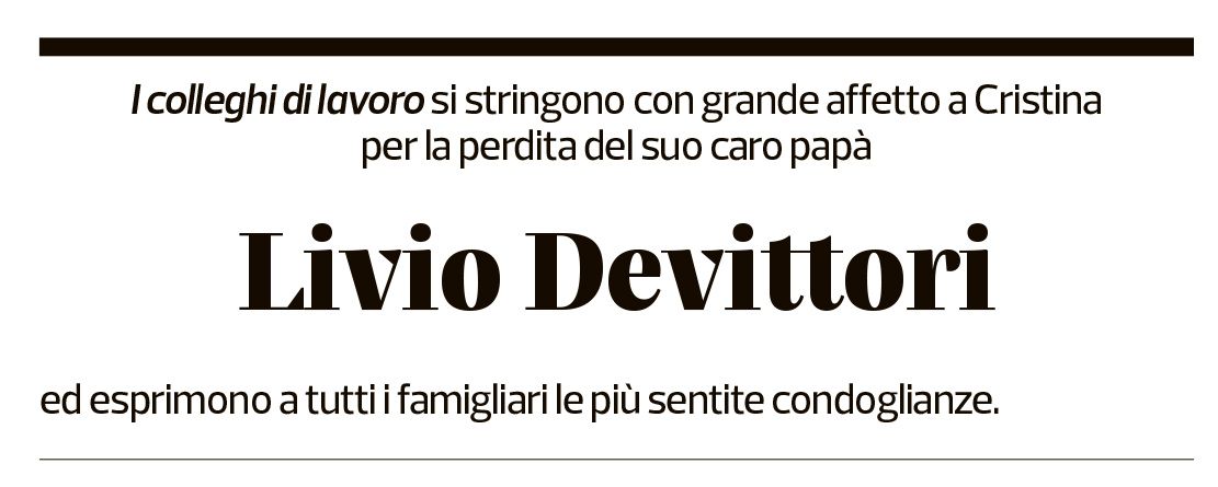 Annuncio funebre Livio Devittori