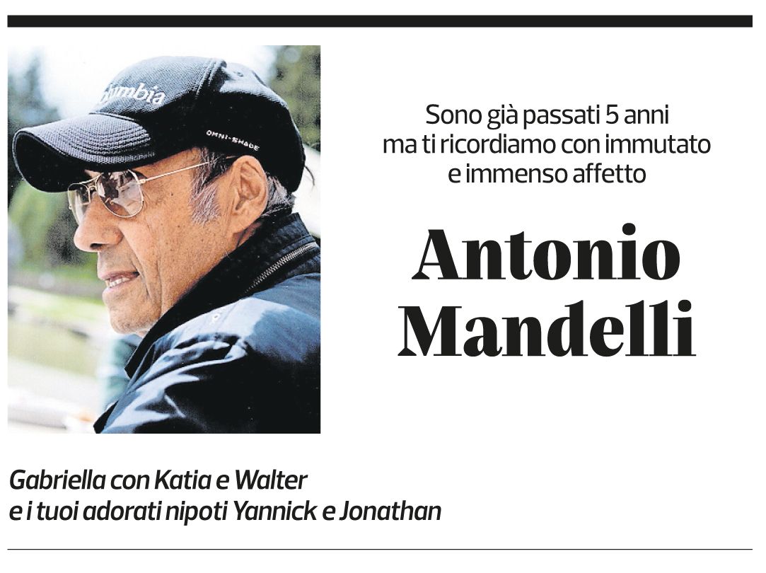 Annuncio funebre Antonio Mandelli