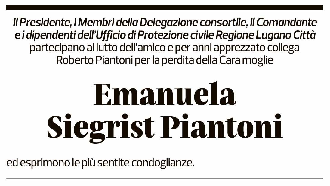 Annuncio funebre Emanuela Siegrist Piantoni