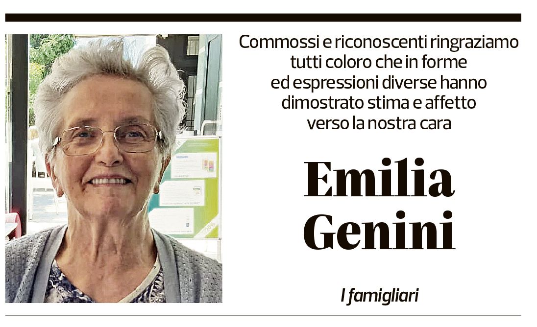 Annuncio funebre Emilia Genini