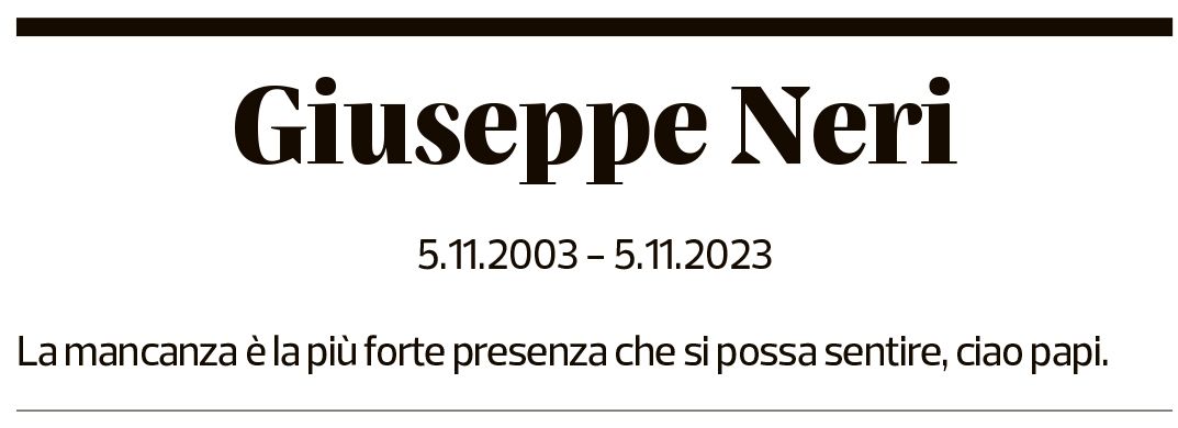 Annuncio funebre Giuseppe Neri