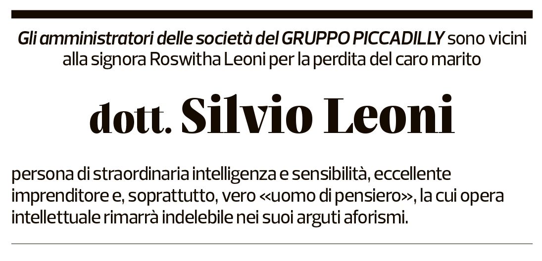 Annuncio funebre Silvio Leoni