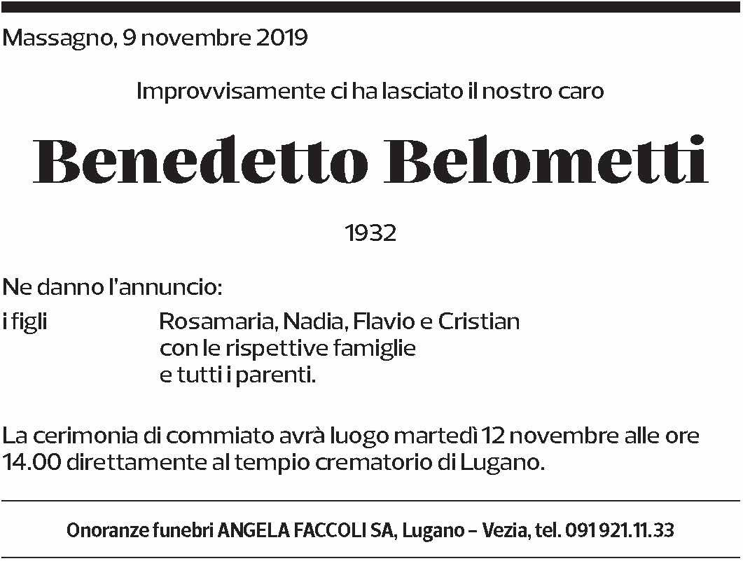 Annuncio funebre Benedetto Belometti
