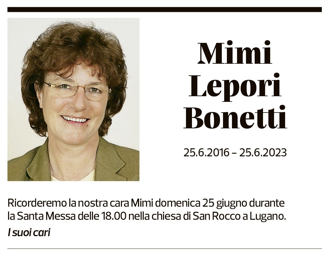 Annuncio funebre Mimi Lepori Bonetti