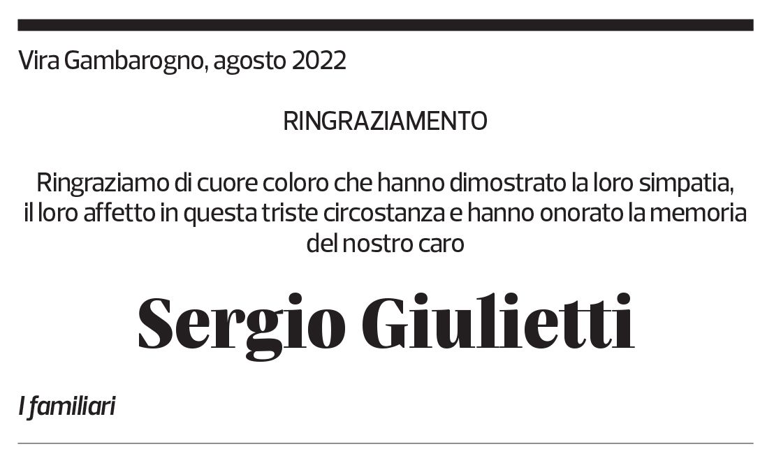 Annuncio funebre Sergio Giulietti