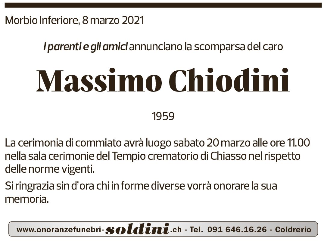 Annuncio funebre Massimo Chiodini