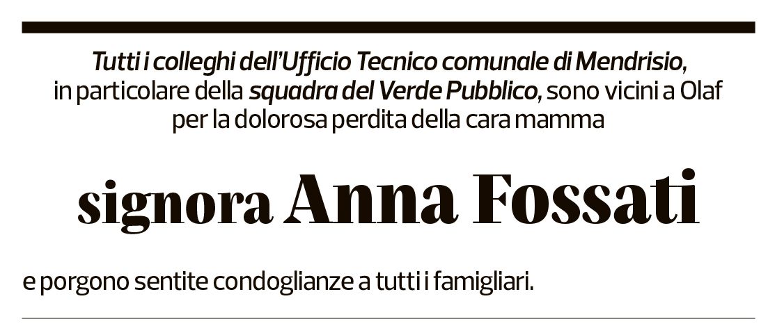 Annuncio funebre Anna Fossati