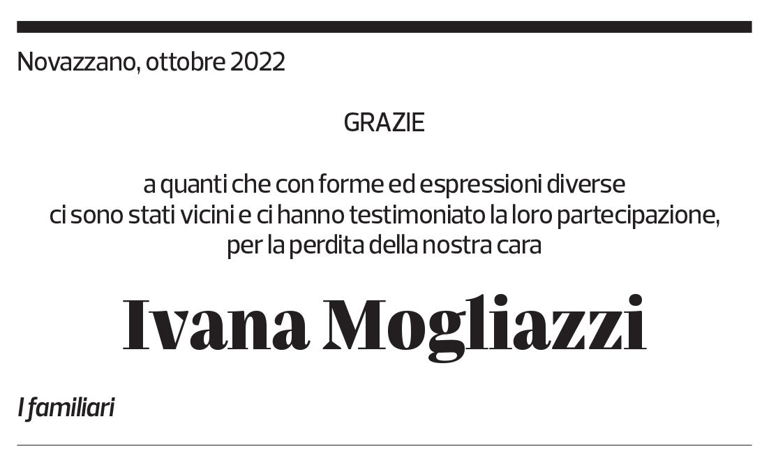 Annuncio funebre Ivana Mogliazzi