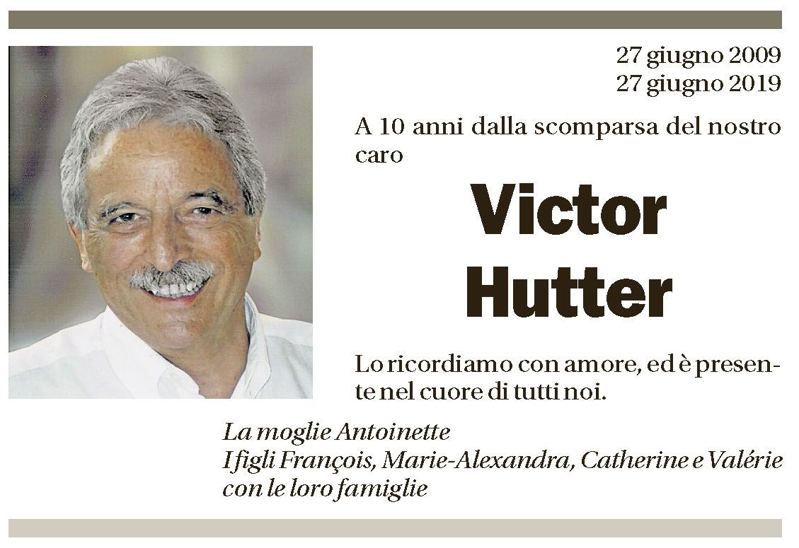 Annuncio funebre Victor Hutter