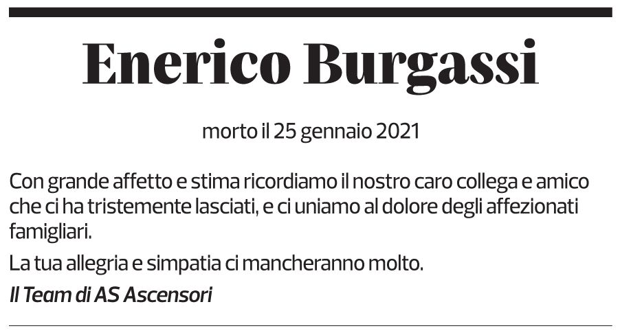 Annuncio funebre Enerico Burgassi