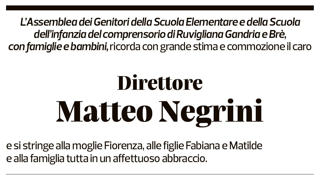 Annuncio funebre Matteo Negrini