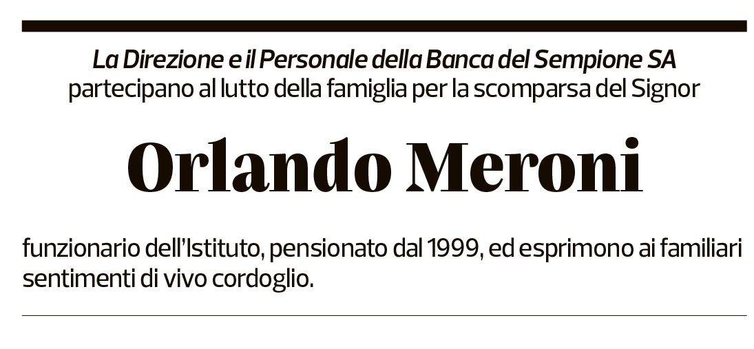 Annuncio funebre Orlando Meroni