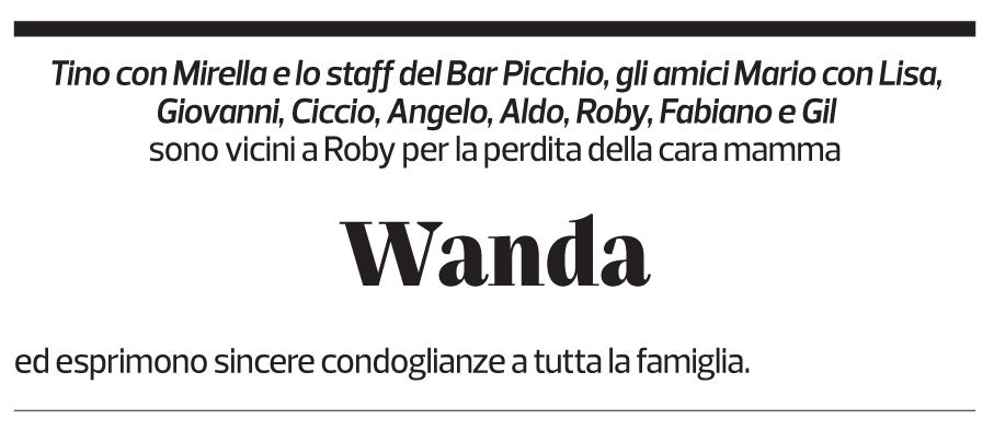 Annuncio funebre Wanda Bordoni