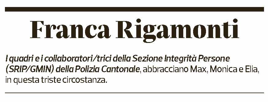 Annuncio funebre Franca Rigamonti