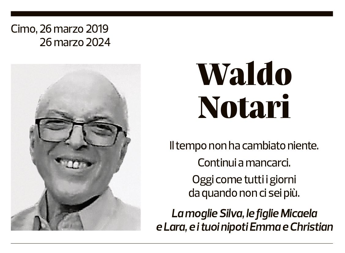 Annuncio funebre Waldo Notari