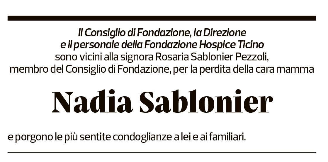 Annuncio funebre Nadia Sablonier