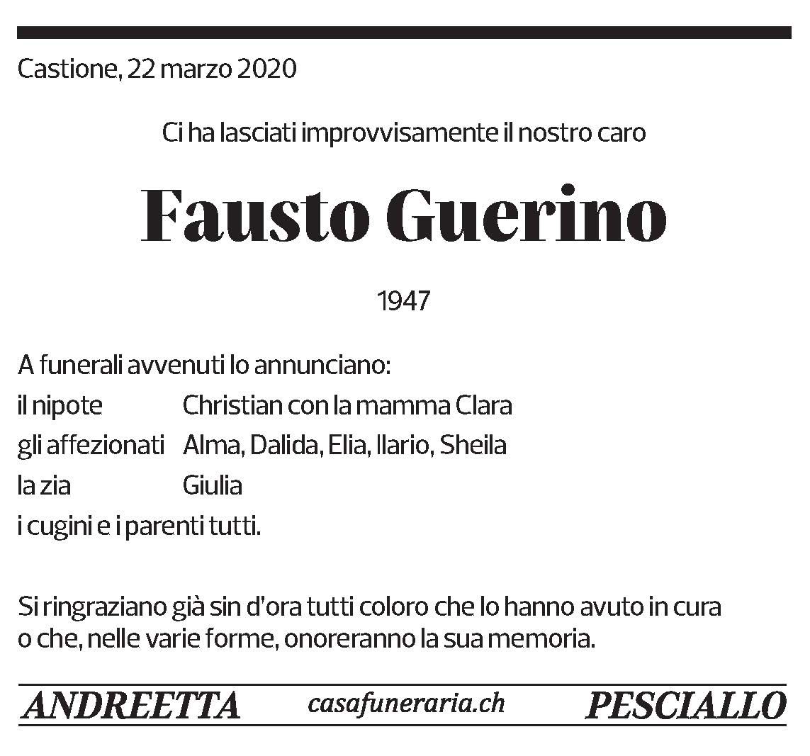 Annuncio funebre Fausto Guerino