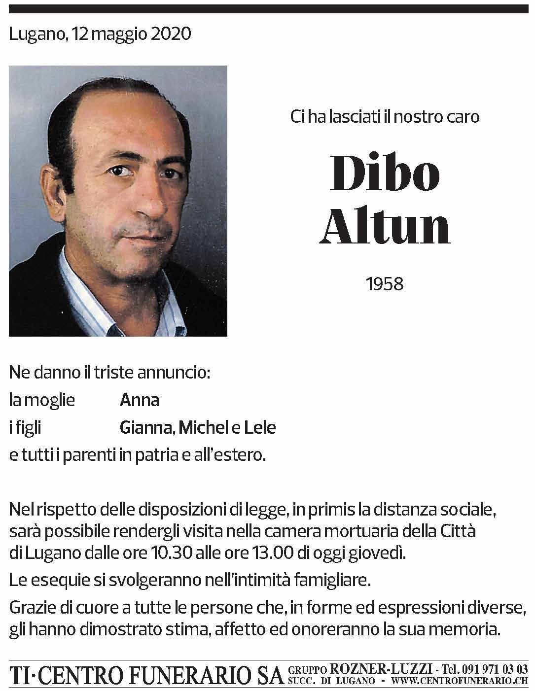 Annuncio funebre Dibo Altun