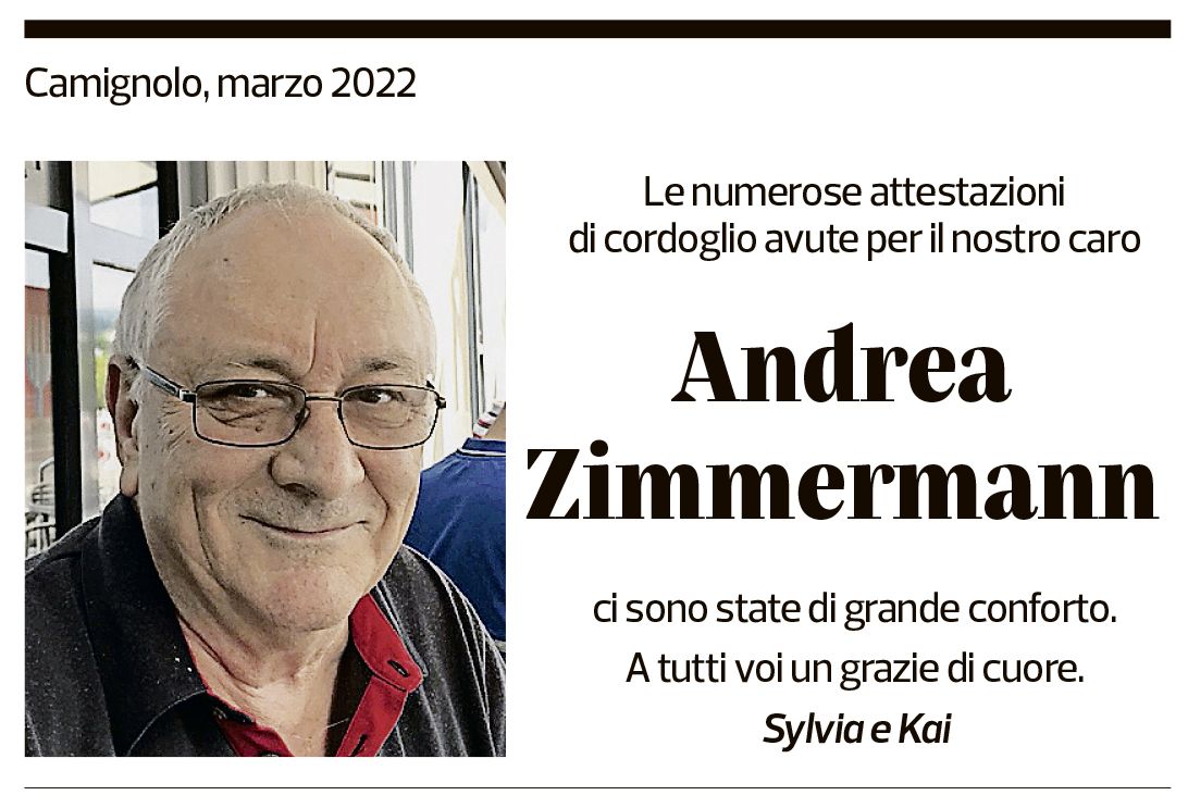 Annuncio funebre Andrea Zimmermann