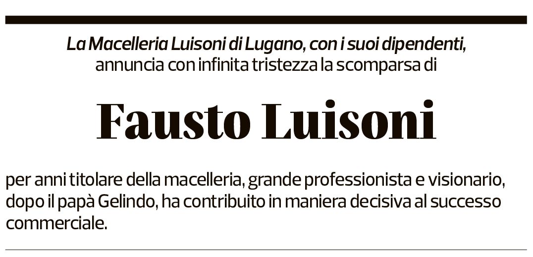 Annuncio funebre Fausto Luisoni