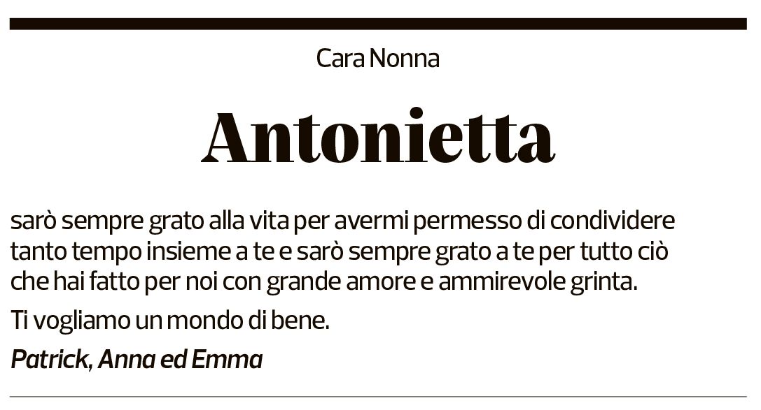 Annuncio funebre Antonietta Lemme