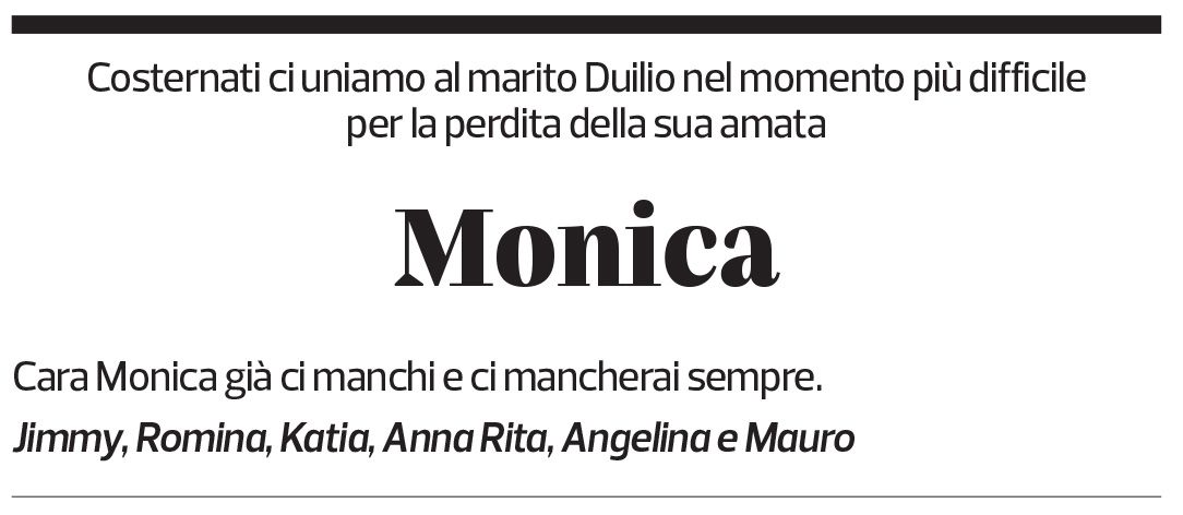 Annuncio funebre Monica Benigna