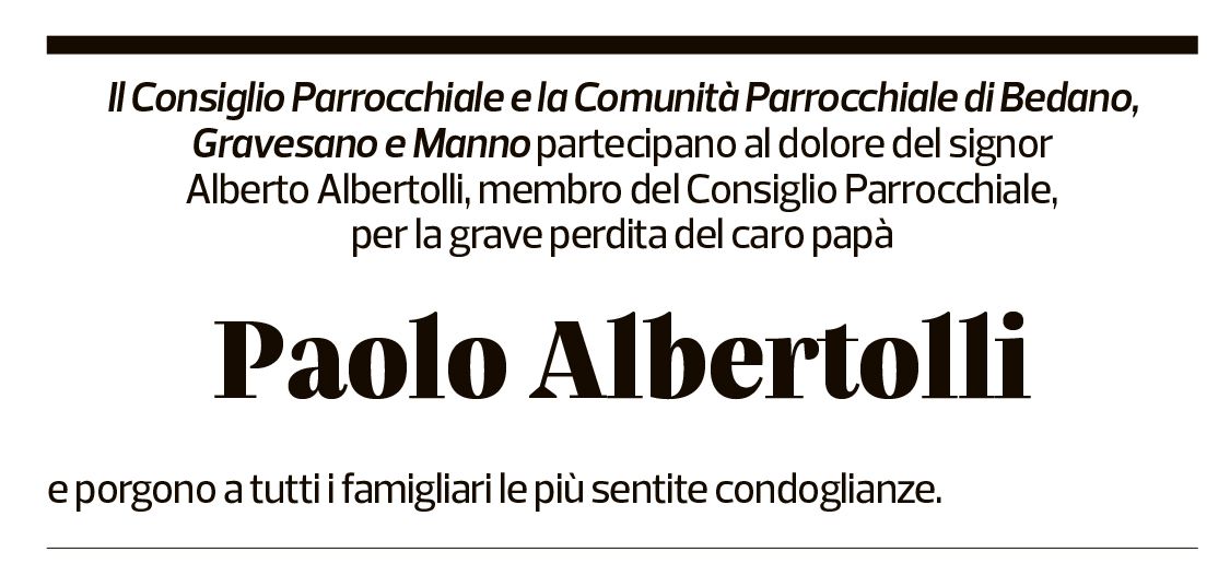 Annuncio funebre Paolo Albertolli