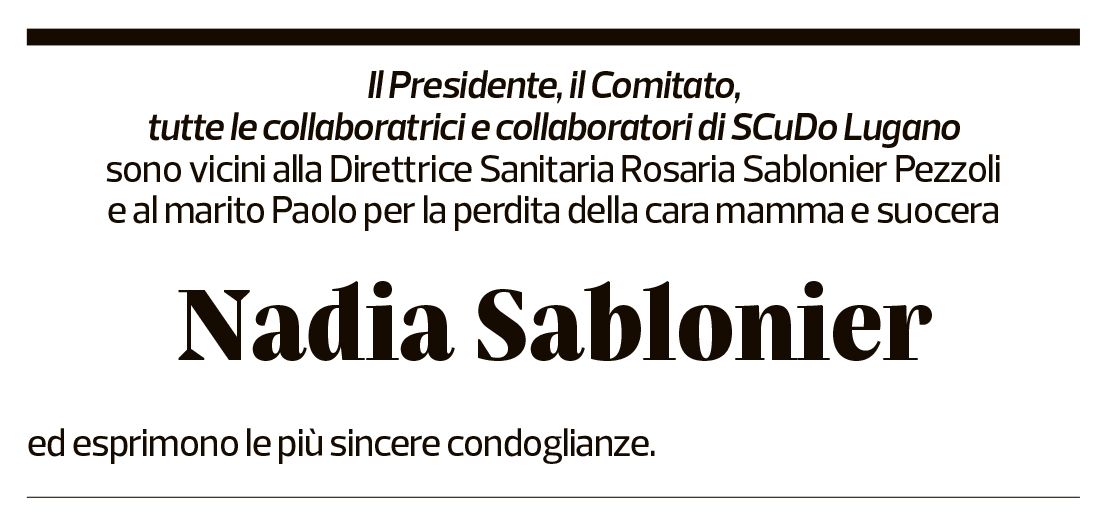 Annuncio funebre Nadia Sablonier