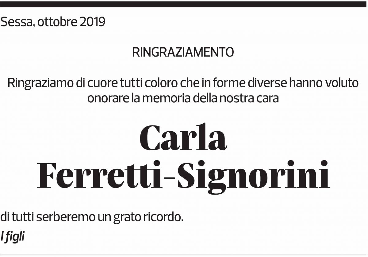 Annuncio funebre Carla Ferretti-signorini
