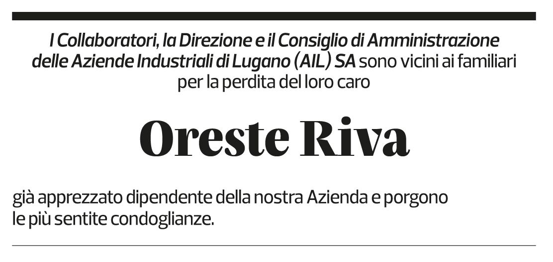 Annuncio funebre Oreste Riva