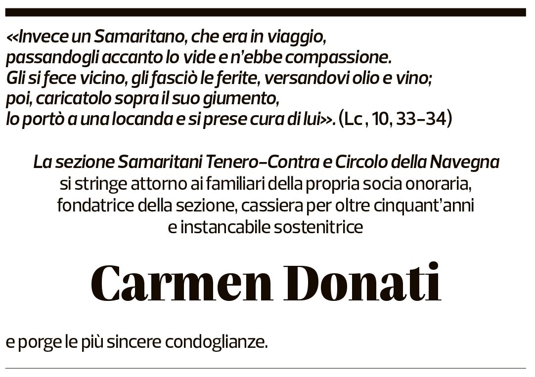 Annuncio funebre Carmen Donati