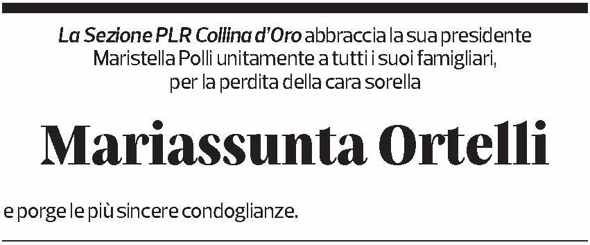 Annuncio funebre Mariassunta Ortelli