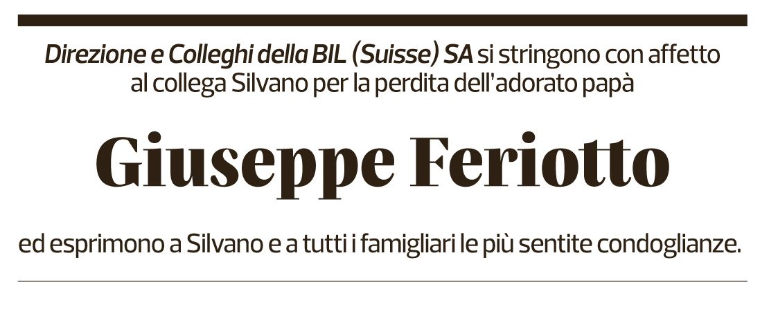 Annuncio funebre Giuseppe Feriotto