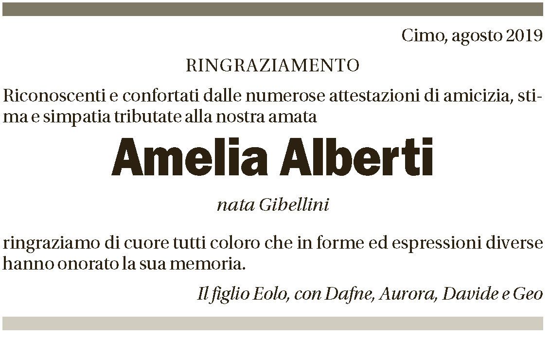 Annuncio funebre Amelia Alberti