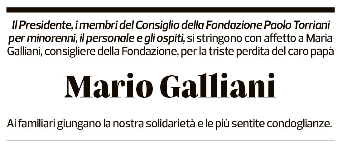 Annuncio funebre Mario Galliani