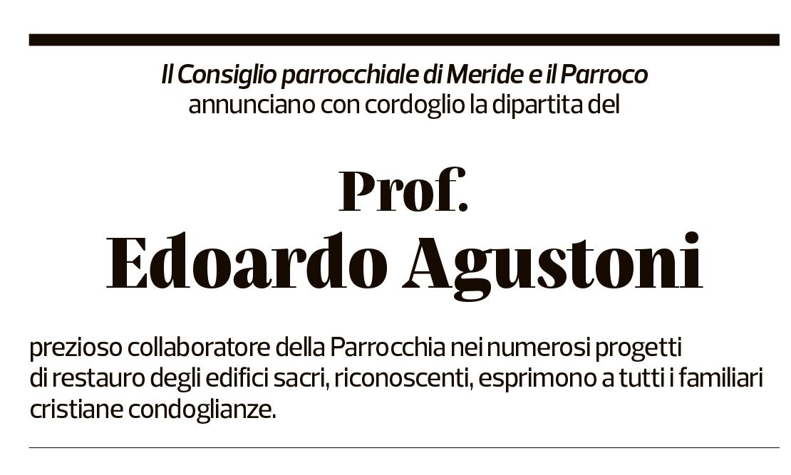 Annuncio funebre Edoardo Agustoni