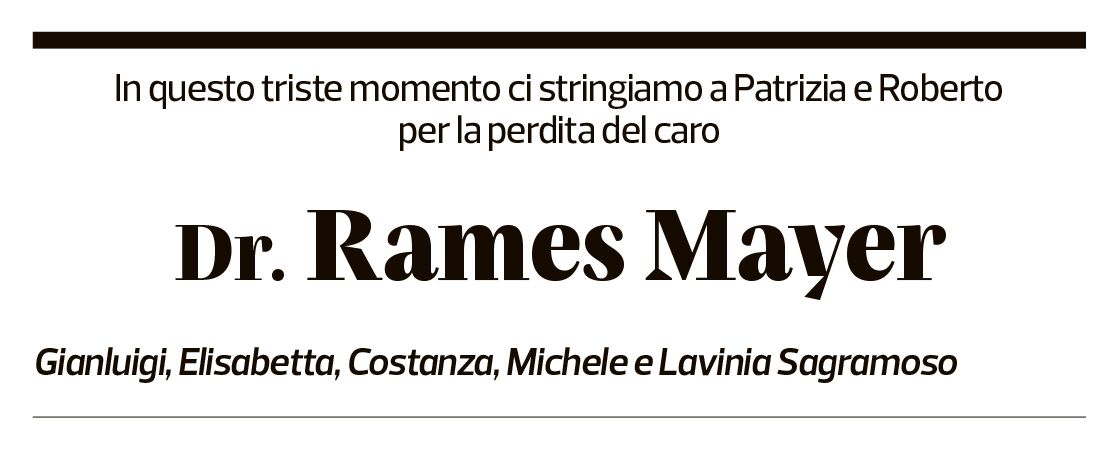 Annuncio funebre Rames Mayer