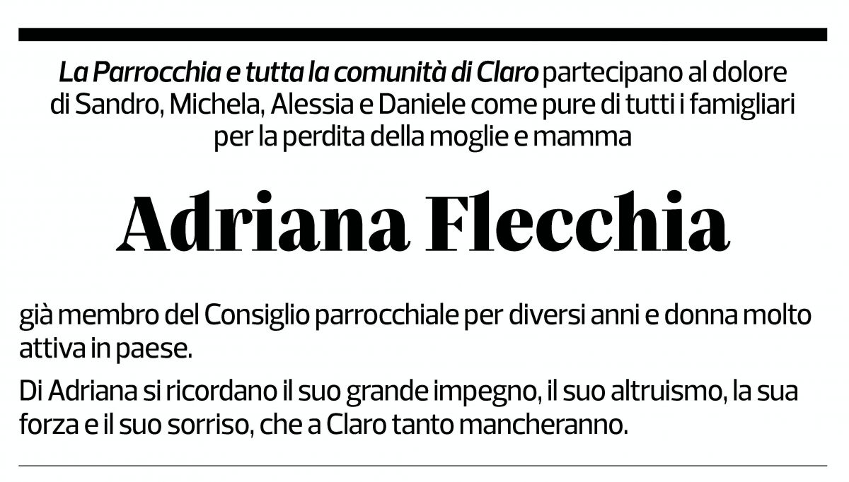 Annuncio funebre Adriana Flecchia