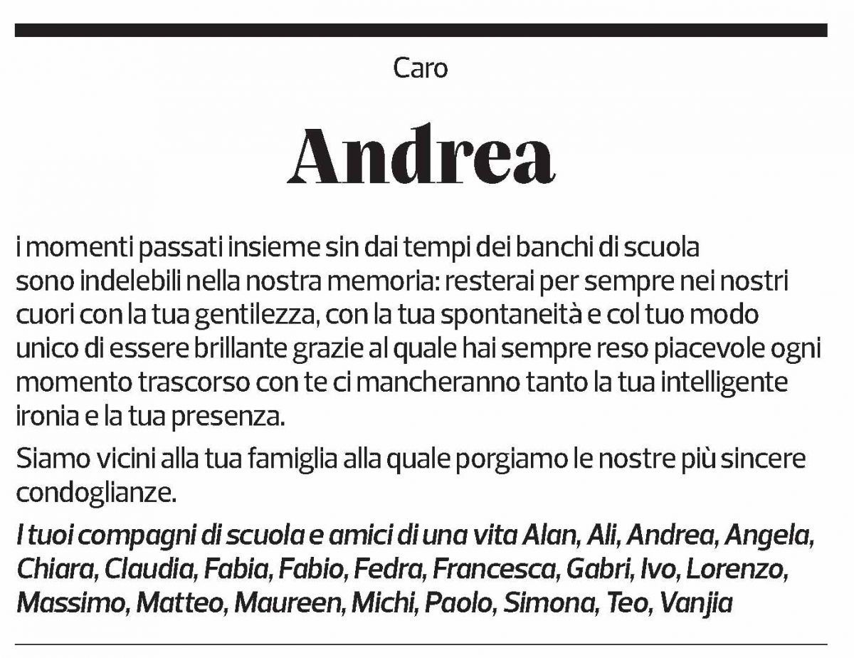 Annuncio funebre Andrea Minesso