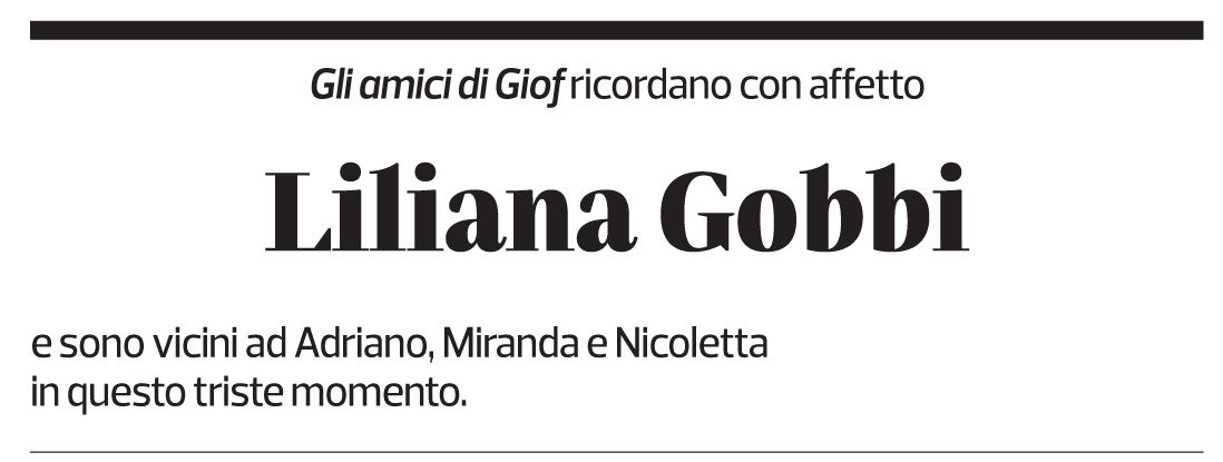 Annuncio funebre Liliana Gobbi