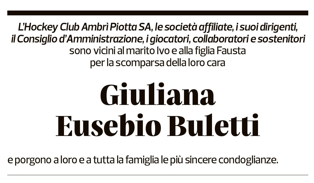 Annuncio funebre Giuliana Eusebio Buletti