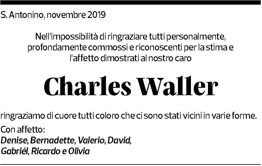Annuncio funebre Charles Waller