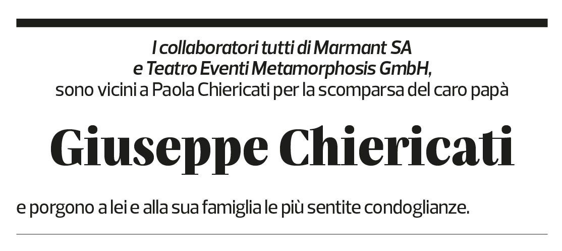 Annuncio funebre Giuseppe Chiericati