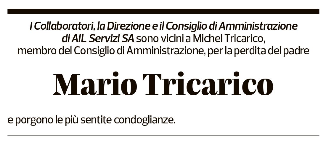 Annuncio funebre Mario Tricarico