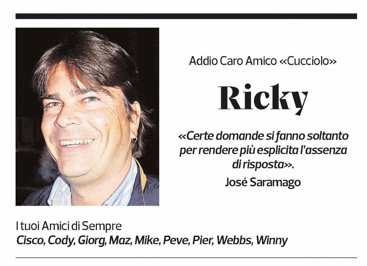 Annuncio funebre Ricky 